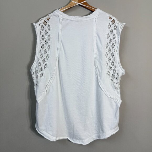 Free People Table for Two Tee T-Shirt Women's Small White Lace Crochet Boho NWOT - Picture 10 of 14
